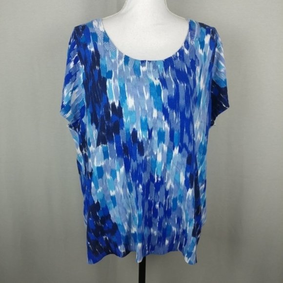 Calvin Klein Silk Blend Short Sleeve Swoop Neck